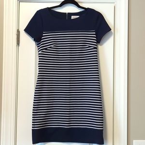 Laundry Navy Blue Stripe Ponte Knit Dress